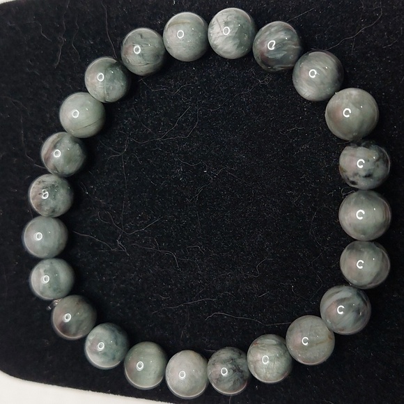 Hawk Eye stone 8mm round bead bracelet #2 - Picture 3 of 4